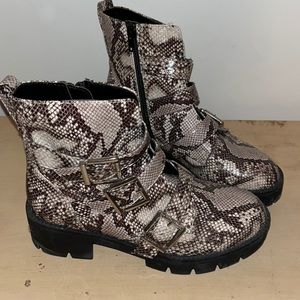 Snakeskin booties
